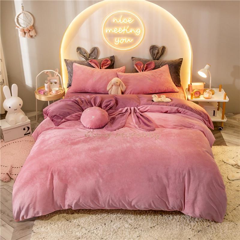 Pink Green Blue Yellow Girl Bedding Set Big Ear Duvet Cover Pillowcases Fleece Bed Sheet/Linen Flannel Warm Embroidery
Pink Green Blue Yellow Girl Bedding Set Big Ear Duvet Cover Pillowcases Fleece Bed Sheet/Linen Flannel Warm Embroidery