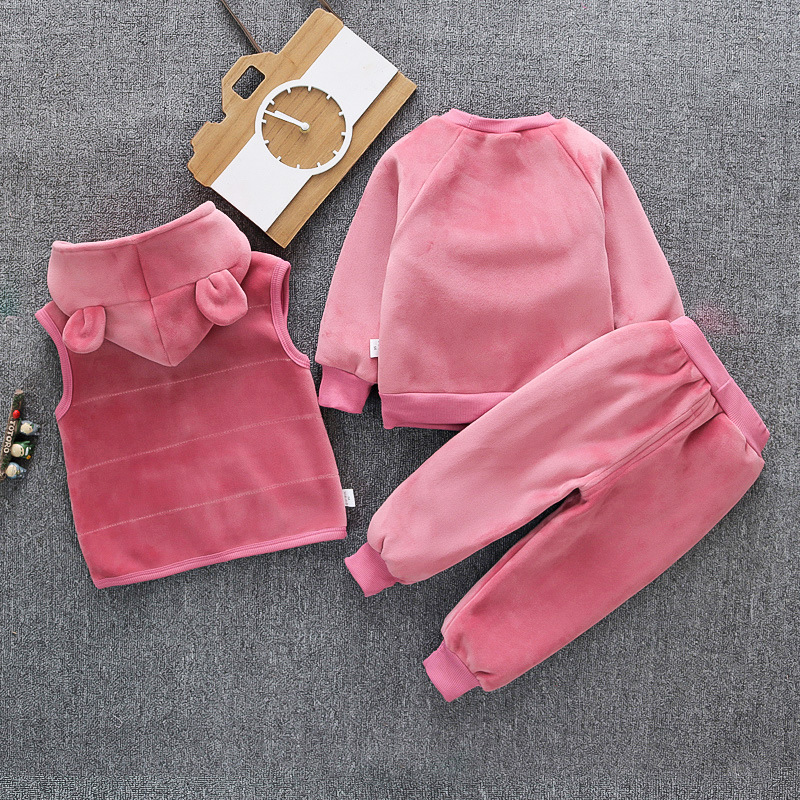 Boys Girls Christmas Clothing Set New Fashion Children Cotton Cartoon Vest+Top+Pant 3 Pcs Hooded Outfit Suit Kids Clothes SetsX1019
