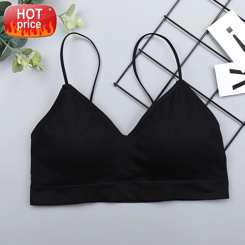 NORMOV Fashion Women Bra Soild Slim Seamless Stripe V Neck Underwear Ninth Halter Top Casual Fitness Workout Black Bar Femme #cy1I, White
NORMOV Fashion Women Bra Soild Slim Seamless Stripe V Neck Underwear Ninth Halter Top Casual Fitness Workout Black Bar Femme #cy1I, White
