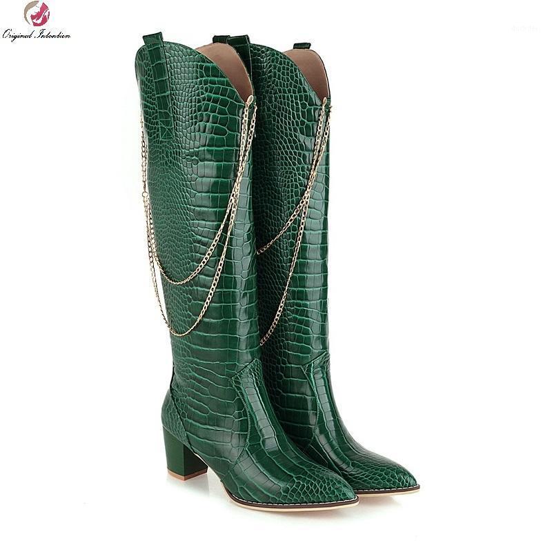 2021 Fashion Knee High Boots Women Chunky Heels Slip On Western Boots Ladies Metal Chain Pointed Toe Autumn Winter Long1, Ef8844 green boots 
2021 Fashion Knee High Boots Women Chunky Heels Slip On Western Boots Ladies Metal Chain Pointed Toe Autumn Winter Long1, Ef8844 green boots