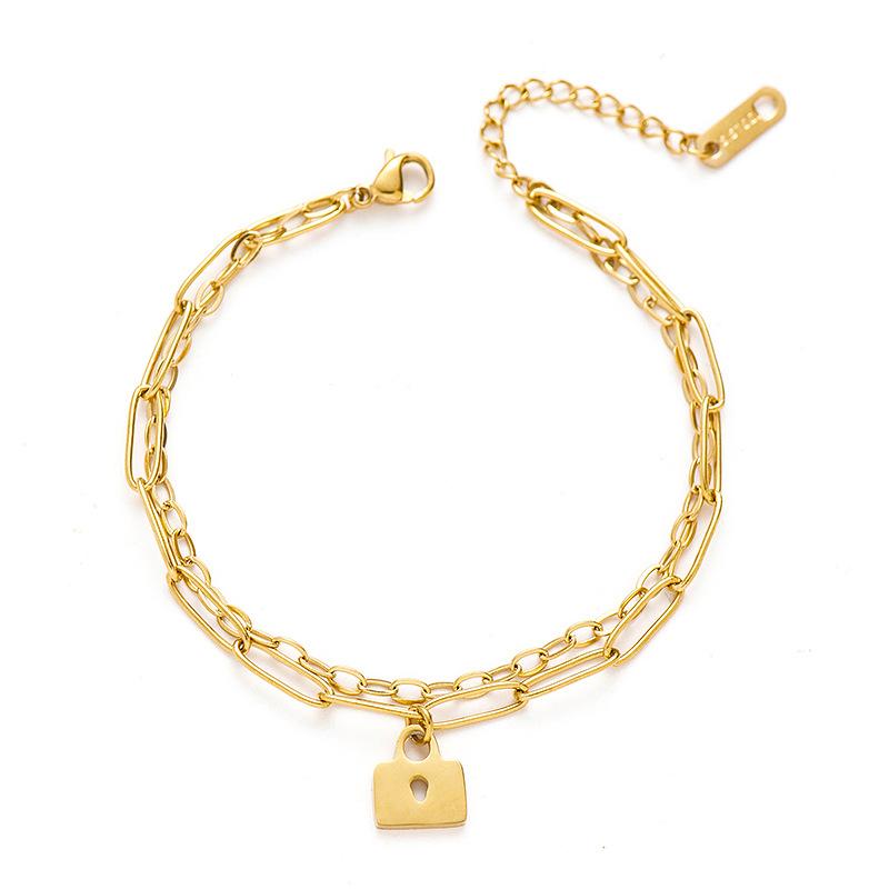 New Design Women Jewelry Lock Pendant Chains Padlock Bracelet Paperclip Double Chain Hand Delicate Stainless Steel Accessories
New Design Women Jewelry Lock Pendant Chains Padlock Bracelet Paperclip Double Chain Hand Delicate Stainless Steel Accessories