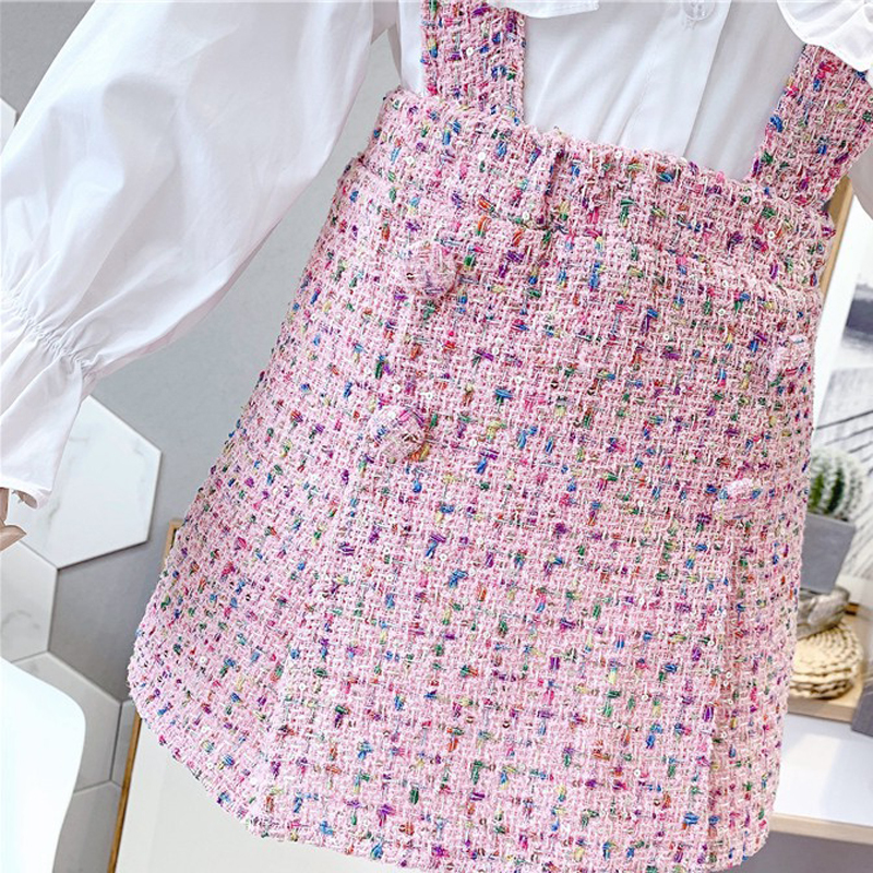 Humor Bear 2019 Autumn New Girls Suit Big Collar Doll Long Sleeve Shirt + Vest Skirt 2Pcs Korean Style Children's Clothing SetX1019