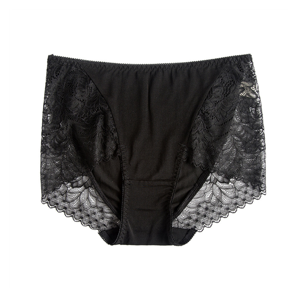 Silviye Three pieces of silk underwear womens mulberry silk lace edge sexy and comfortable buttock free mid waist briefs 201112