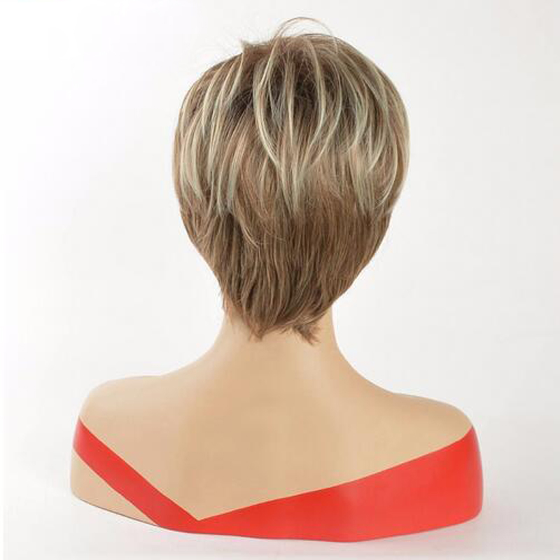 Short Blond Hair Cosplay Wig Party Heat Resistant Fashion Women Synthetic Free Wig Cap
