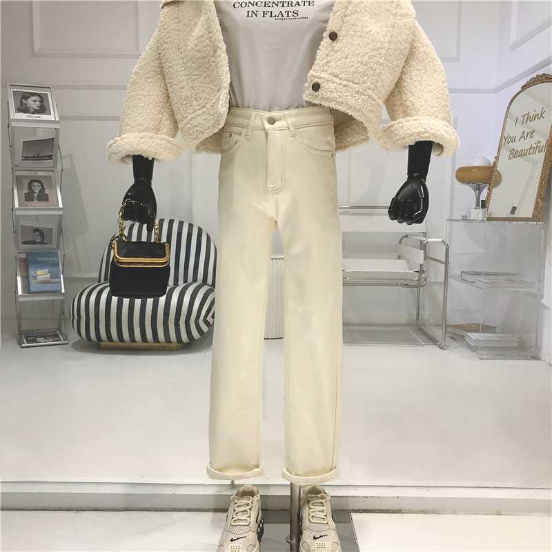 3Straight jeans women Autumn / Winter 2020 New design Simplicity High waist slim wide leg pants loose Plush pants, Beige
3Straight jeans women Autumn / Winter 2020 New design Simplicity High waist slim wide leg pants loose Plush pants, Beige