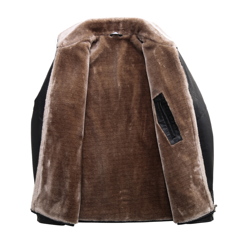 QUANBO Winter Top Quality Wool Liner Men's Leather Jacket New Fashion Business Casual Thicken Warm PU Men Fur Coat 201119