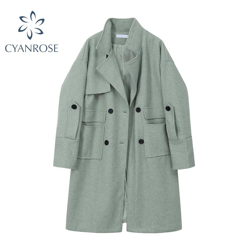 Green Long Woolen Coat Women 2021 Winter Spring Double Breasted Pocket Straight Trench Jacket Female Elegant Vintage Outwear
Green Long Woolen Coat Women 2021 Winter Spring Double Breasted Pocket Straight Trench Jacket Female Elegant Vintage Outwear