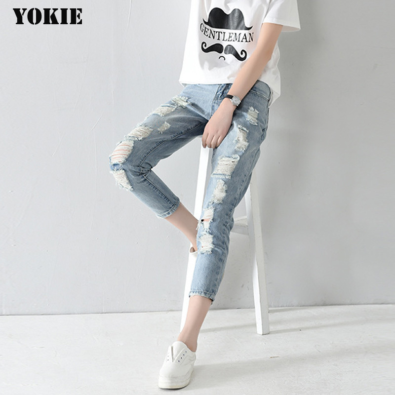 Plus size 25-32 Hole ripped jeans women harem pants loose ankle-length pants Boyfriends For woman Ladies skinny jeans 201029