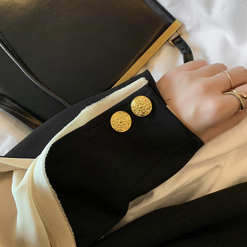EAM Spring Autumn Lapel Long Sleeve Hit Color Split Joint Loose Temperament Jacket Women Coat Fashion JU298 201017