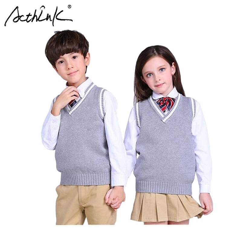 ActhInK New Boys Pullover Vest Brand School Children V-Neck Woolen Vest Sweater for Girls Kids Fall/Winter Knitted Sweater, C322 201106, Gray
ActhInK New Boys Pullover Vest Brand School Children V-Neck Woolen Vest Sweater for Girls Kids Fall/Winter Knitted Sweater, C322 201106, Gray