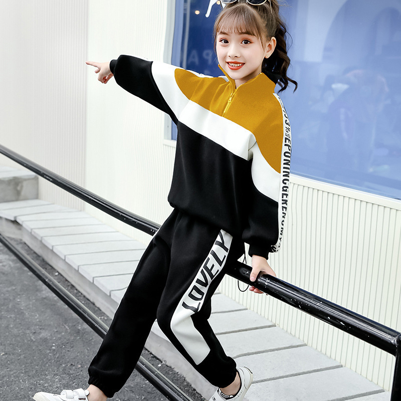 Girl Autumn Winter Sports Clothes Costume Outfit Suit Kids Tracksuit Clothing Set Kids Korean Sweater Tracks Teen Casual SportsX1019
