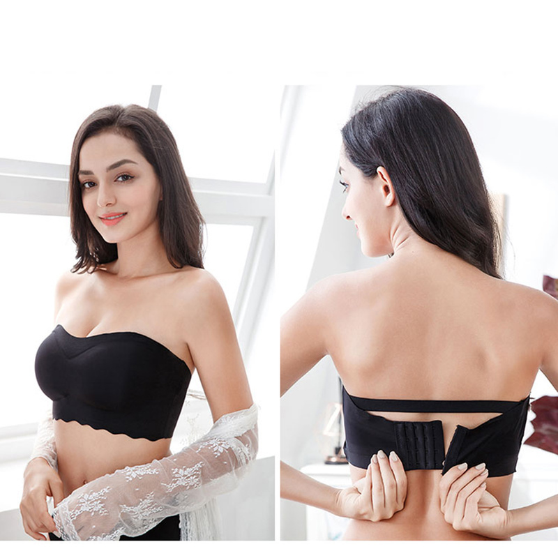 Invisible Plus Size Bra for Women Strapless Lingerie Sexy Seamless Bralette Smooth Padded Tube Tops Female Push Up Underwear 6XL 201013