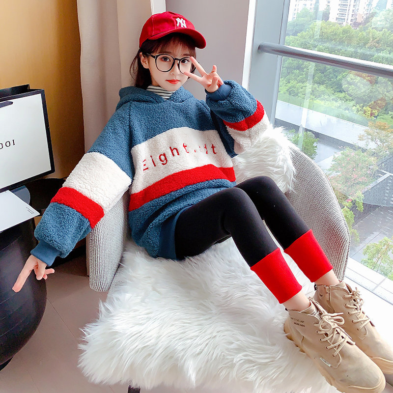 Teenage Kids Tracksuit for Girls Clothing Set New Autumn Winter Hoodies + Leggings Children Warm Suit Outfits 6 8 10 12 13 YearsX1019