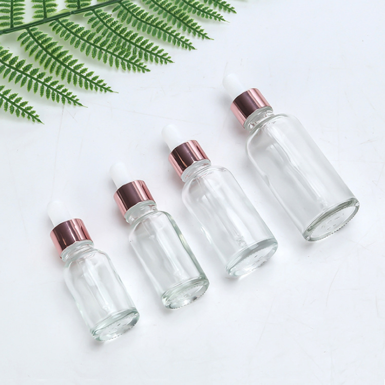 30ml 15ml Glass Dropper Bottle Essential Oil 10ml Frost White Serum Bottles with Rose Gold Cap