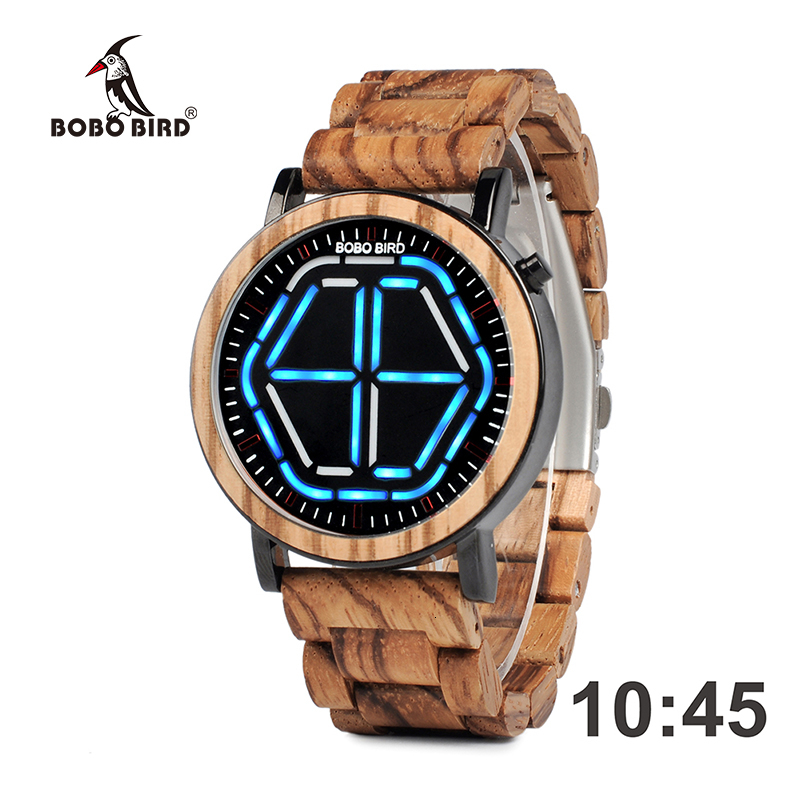 BOBO BIRD LED Display Watch Men relogio masculino Night Vision Digital Mens Watches reloj hombre V-P13 CJ191213