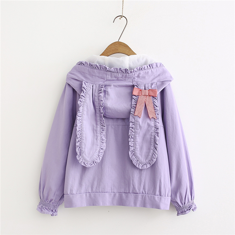 Merry Pretty Women's Autumn Winter Basic Jackets Ladis Rabbit Ears Embroidery Cute Jacket Single Breasted Pink Outerwear 201026