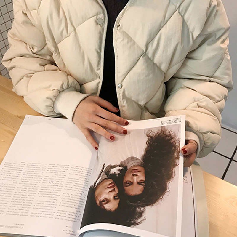 Diamond Lattice Solid Thicken Women's Parkas Winter Single Breasted Mandarin Collar Female Jacket Fashion Casual Ladies Parka 201019