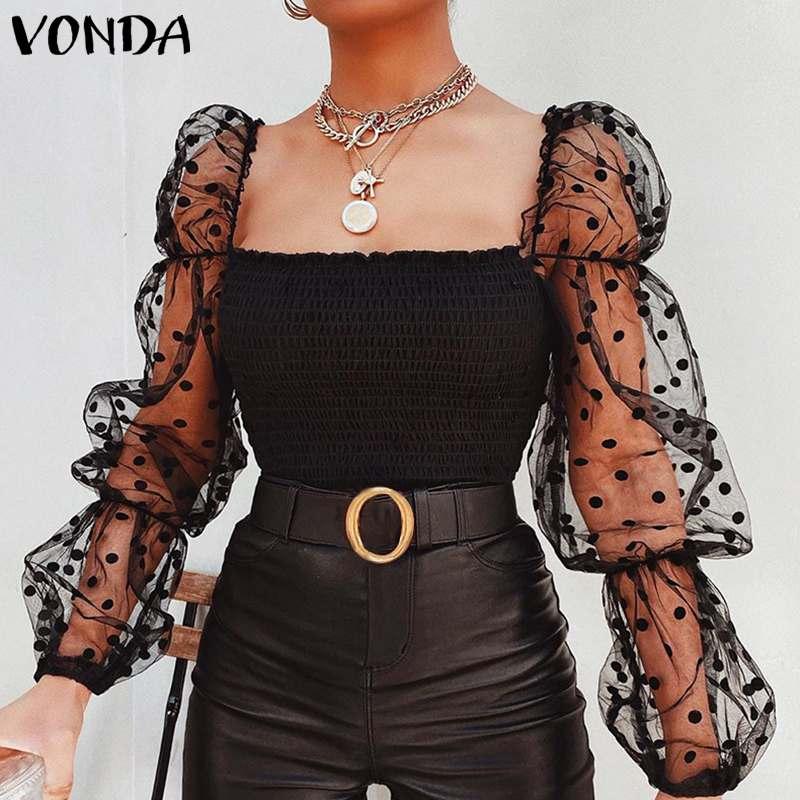 Party Tops Women Lace Tunic Summer Blouse VONDA 2020 Sexy Puff Sleeve Hollow Office Shirts Vintage Polka Dot Tops Plus Size, Black
Party Tops Women Lace Tunic Summer Blouse VONDA 2020 Sexy Puff Sleeve Hollow Office Shirts Vintage Polka Dot Tops Plus Size, Black