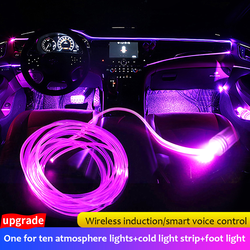 14 in 1 RGB LED Ambient Light With 8M Fiber Strip Lights By APP Music Control Decorative Atmosphere Lamps Wireless Bluetooth 12V