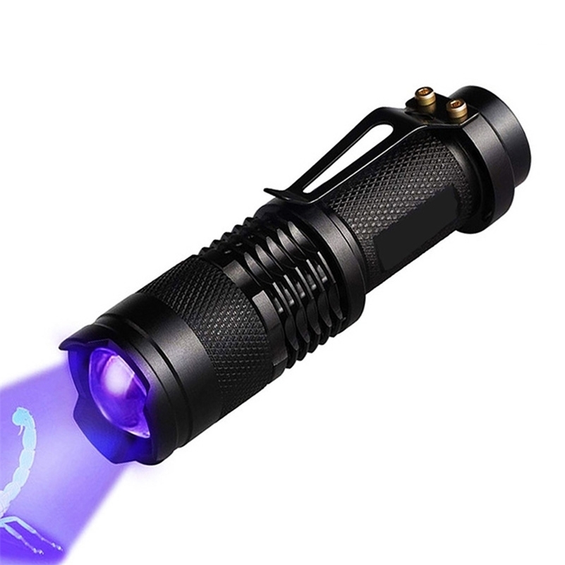

Drop Led UV 395NM Flashlight Torch Light Ultra Violet Purple light Lamp AA Battery For Marker Checker Detection 220209