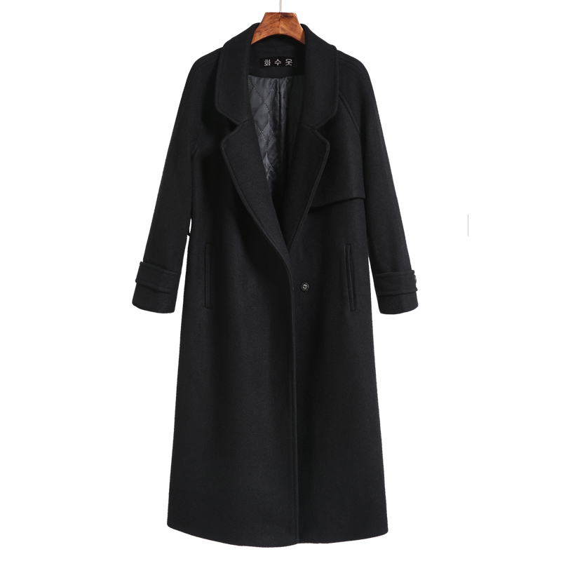 Autumn Winter New Women's Casual Wool Blend Trench Coat Oversize Long Coat with belt Women Wool Coat Cashmere Outerwear T200315