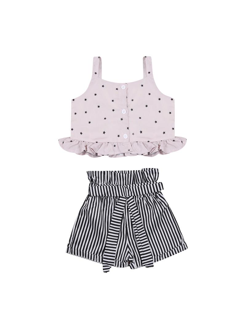 1-6Y Fashion Summer Baby Girls Clothes Sets Star Print Ruffles Sleeveless Single Breasted Vest Striped Shorts 2pcs, As pic
1-6Y Fashion Summer Baby Girls Clothes Sets Star Print Ruffles Sleeveless Single Breasted Vest Striped Shorts 2pcs, As pic