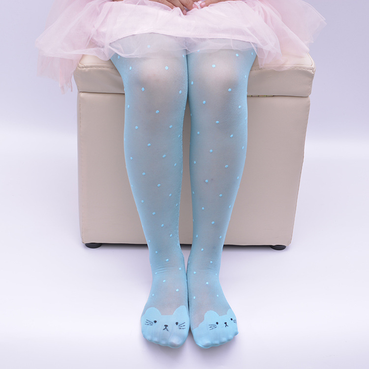 Summer Lace Baby Girls Tights Children's Kids Sheer Stockings Thin Silk White Black Pantyhose lovely Dot Cat 1-9Years