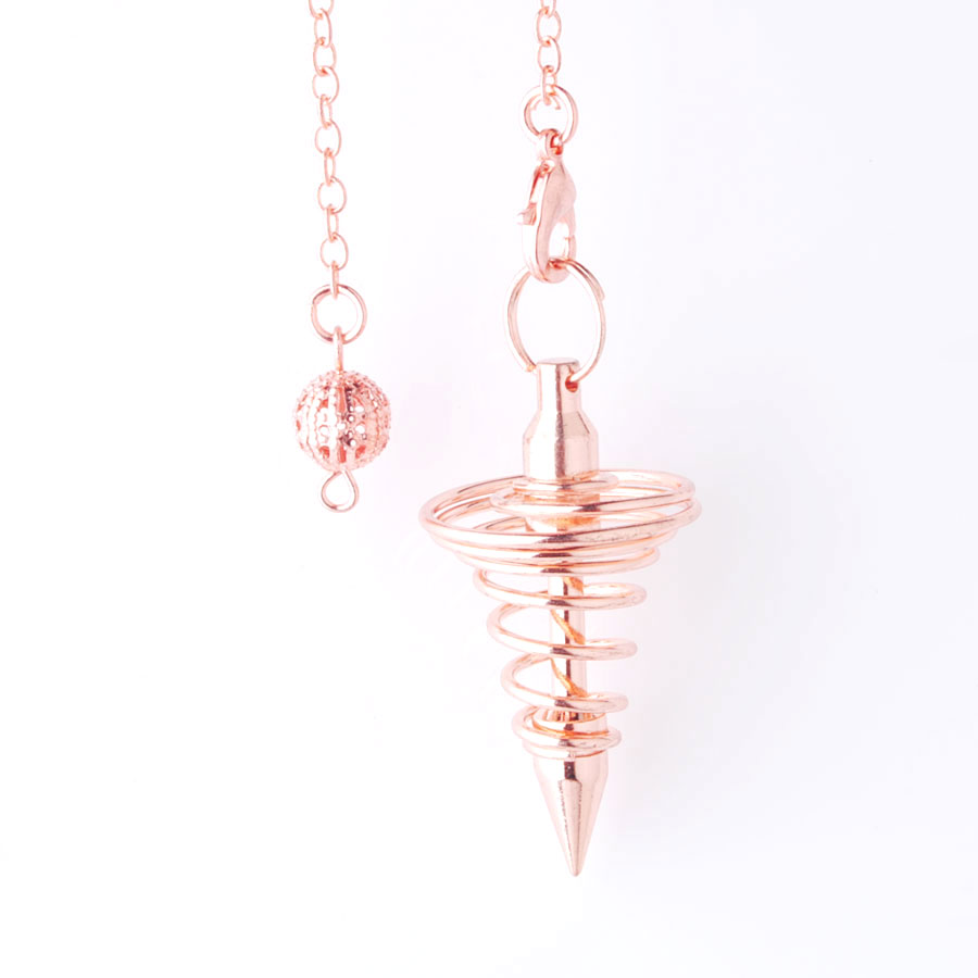 WOJIAER Metal Pendulum Pendulo Radiestesia Pendulums Pendant for Dowsing Spiral Cone Antique Pyramid Pendule Reiki Jewelry BO954