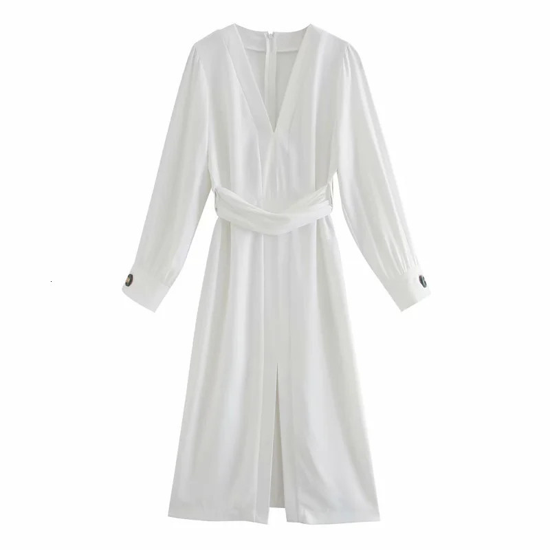 2021 New Women Elegant Fashion Tied Belt V-neck Long Sleeves Midi Dress Vintage Hem Front Vents Back Zip Mujer Chic Dresses Guy5, White
2021 New Women Elegant Fashion Tied Belt V-neck Long Sleeves Midi Dress Vintage Hem Front Vents Back Zip Mujer Chic Dresses Guy5, White