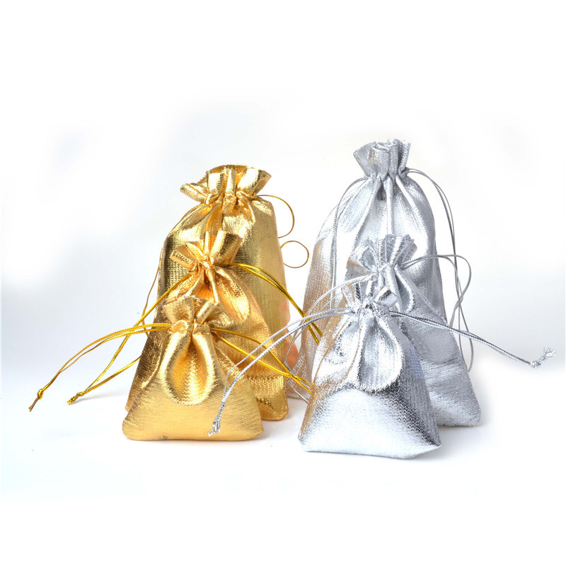 7x9 9x12 10x15cm 13x18cm Adjustable Jewelry Packing Gold Silver Color Drawstring Bag Drawable Cloth Bags Wedding Gift Bags & Pouches Wholesale Price