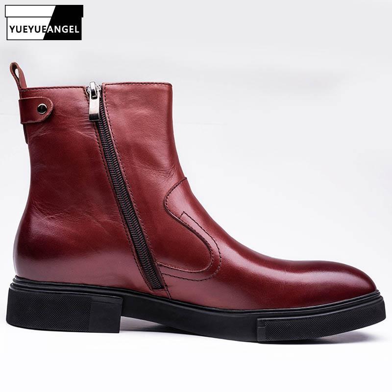 British Pointed Toe Genuine Leather Boots Men Luxury Zip Wedding Office Dress Boots Black/Wine Red Autumn High Top Shoes Man1
British Pointed Toe Genuine Leather Boots Men Luxury Zip Wedding Office Dress Boots Black/Wine Red Autumn High Top Shoes Man1