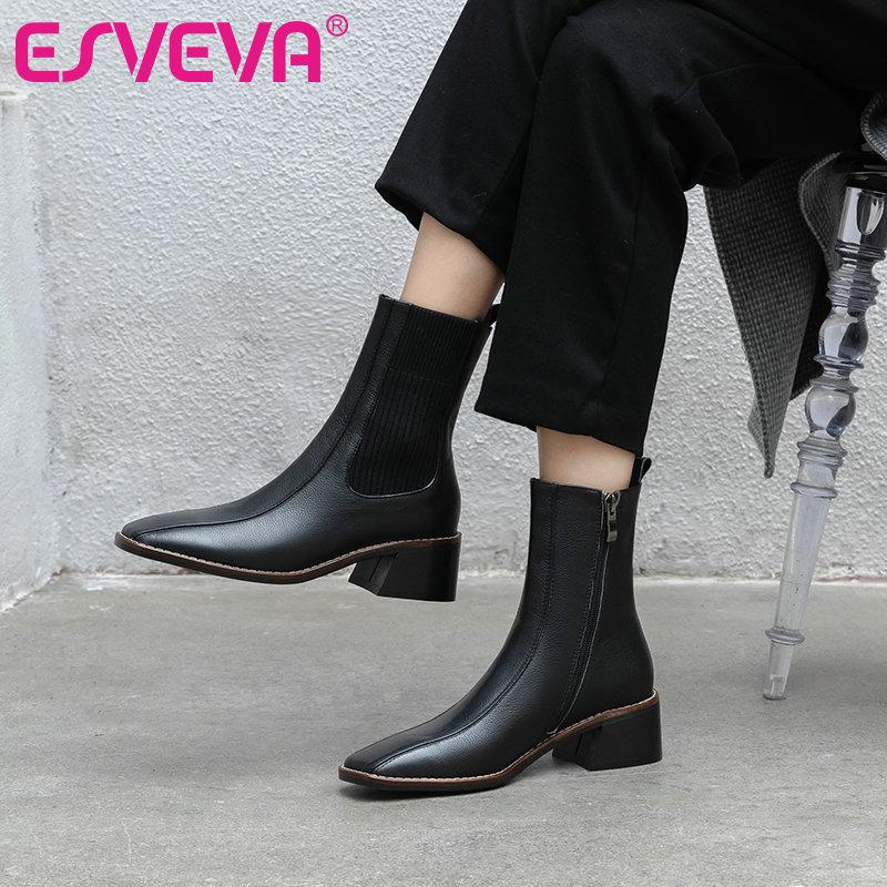 ESVEVA 2021 Cow Leather Ankle Boots Women Boots Winter Women Shoes Square Toe High Heel Zipper Size 34-39, Black
ESVEVA 2021 Cow Leather Ankle Boots Women Boots Winter Women Shoes Square Toe High Heel Zipper Size 34-39, Black