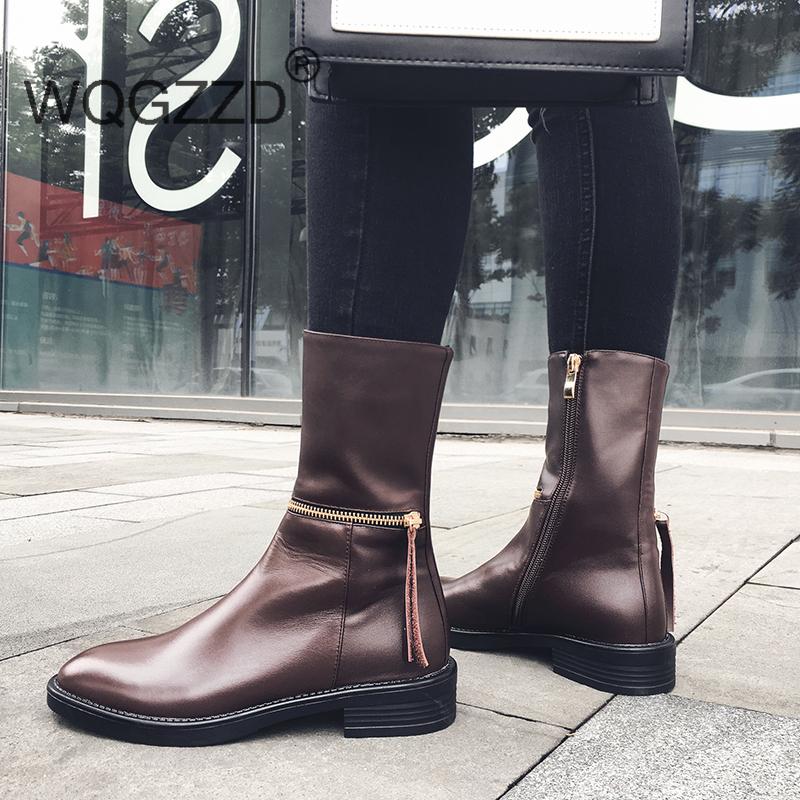 new winter shoes women Motorcycle boots genuine leather zipper decoration keep warm concise mid-calf boots mujer, Black
new winter shoes women Motorcycle boots genuine leather zipper decoration keep warm concise mid-calf boots mujer, Black