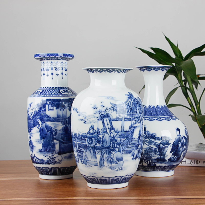 Classic Chinese Blue and White Ceramic Vase Antique Tabletop Porcelain Flower Vase For Hotel Dining Room Decoration LJ201210