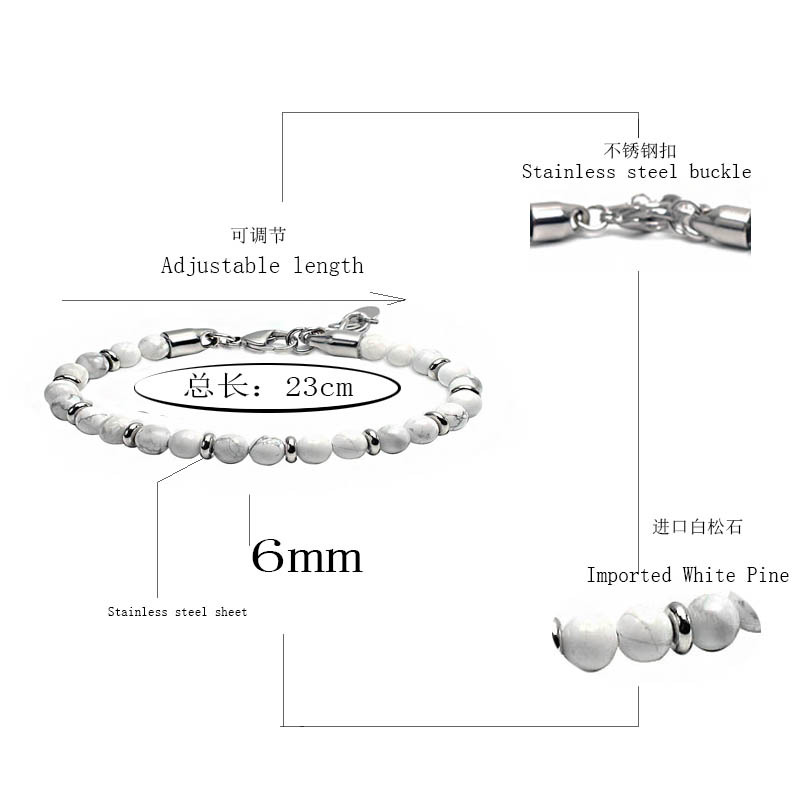 Stainless Steel Charm Chain Natural Stone Tiger Eye Turquoise Lava Rock Beads Bracelets for Women Men Fashion Designer Jewelry