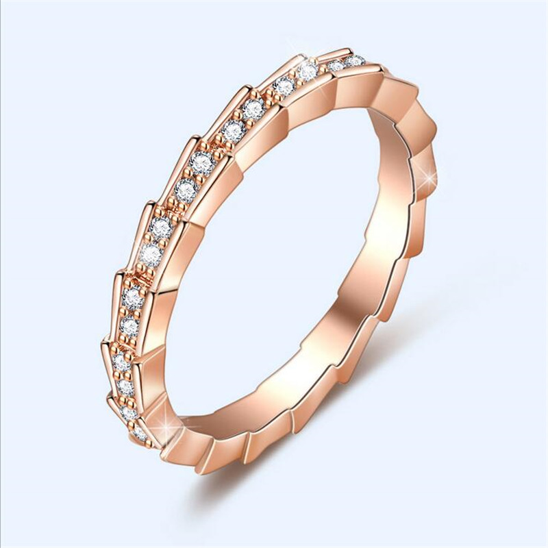 New Arrival Top Sell Luxury Jewelry 925 Sterling Silver&Rose Gold Fill Pave White Sappire Party CZ Diamond Women Wedding Band Ring Gift