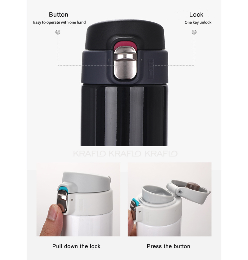 Printable logo Portable Thermos Mug with bounce lid Seal Stainless Steel Vacuum Flasks Thermo- cup For Car Water Bottles 500ml factory price