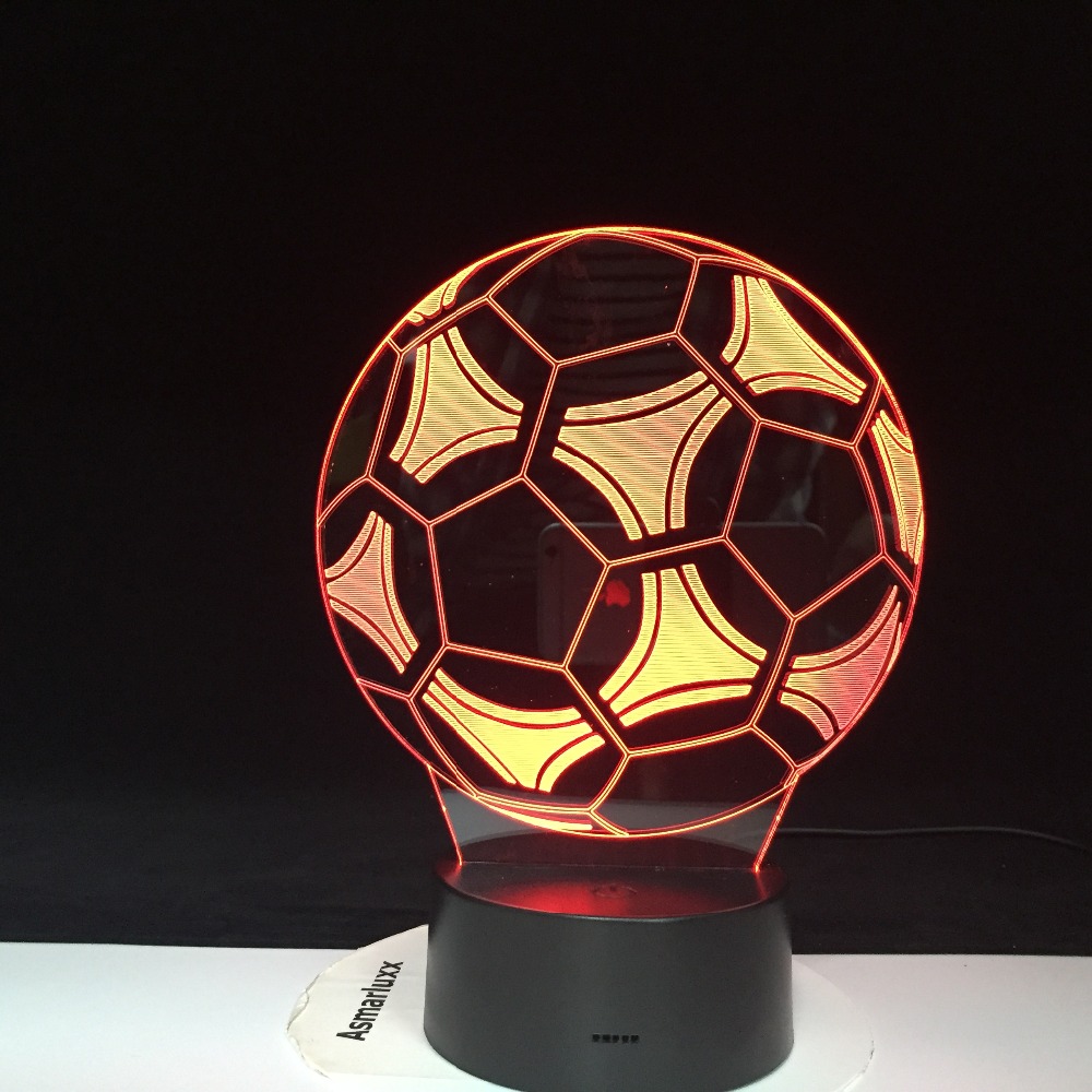 Football Soccer Shape 3D LED Night Light for Office Home Room Decoration Child Boys Baby Nightlight Table Lamp Gift
