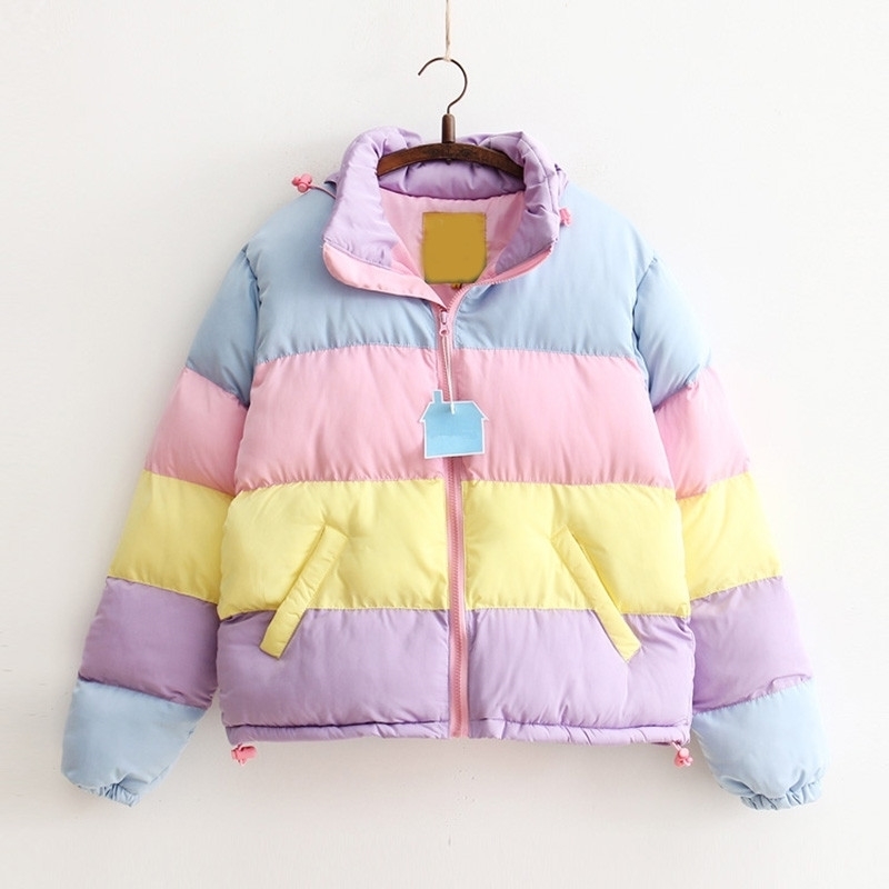 Harajuku Rainbow Jackets with Removable Hat for Women All-match Thick Clothing Loose Rainbow Splicing Color Coats For Women 201109, Rainbow autumn coat
Harajuku Rainbow Jackets with Removable Hat for Women All-match Thick Clothing Loose Rainbow Splicing Color Coats For Women 201109, Rainbow autumn coat