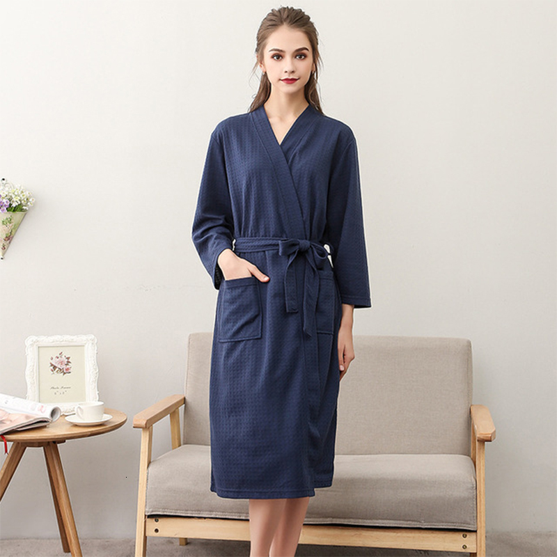2021 New Clothes Spring Summer Robe Waffle Kimono v Neck Women's Bands Ed As Solid Sleepwear Pockets Nightwear Pjhd, Navy blue.
2021 New Clothes Spring Summer Robe Waffle Kimono v Neck Women's Bands Ed As Solid Sleepwear Pockets Nightwear Pjhd, Navy blue.