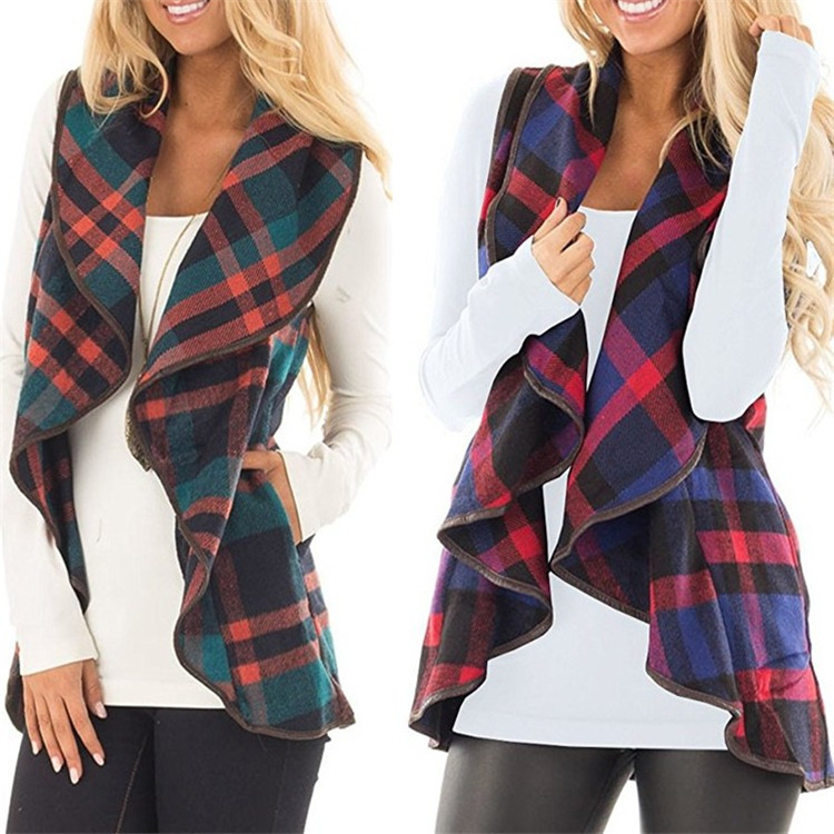 Fashion Woman Clothes Vest Women Winter Basic Coat Women Colete Feminino Coats Chalecos Para Mujer Femme Vests Jackets Plaid T200113