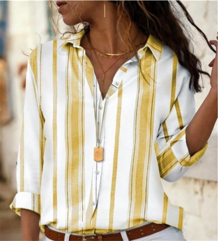 New Women Blouses Striped Shirts Summer Turn Down Collar Long Sleeve Shirts Cardigan Loose Plus Size White Shirt Camisas Mujer, Yellow
New Women Blouses Striped Shirts Summer Turn Down Collar Long Sleeve Shirts Cardigan Loose Plus Size White Shirt Camisas Mujer, Yellow