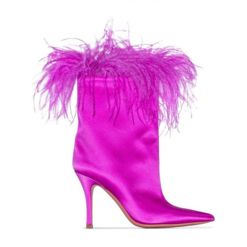 US4-12 Womens Pointy Toe Silk Satin Feather Fur Furry Ankle Boots Stilettos High Heel Pull On Shoes Leather Black Pink Plus Size
US4-12 Womens Pointy Toe Silk Satin Feather Fur Furry Ankle Boots Stilettos High Heel Pull On Shoes Leather Black Pink Plus Size