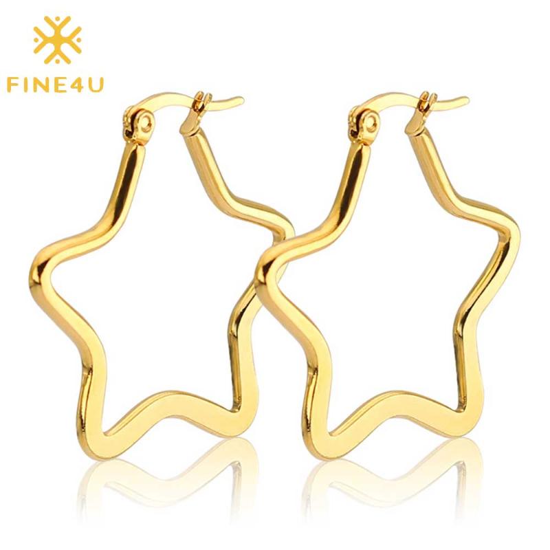 FINE4U E197 Stainless Steel Star Hoop Earrings Large Shaped Hypoallergenic Lightweight Statement Drop Dangle Earrings for Women
FINE4U E197 Stainless Steel Star Hoop Earrings Large Shaped Hypoallergenic Lightweight Statement Drop Dangle Earrings for Women