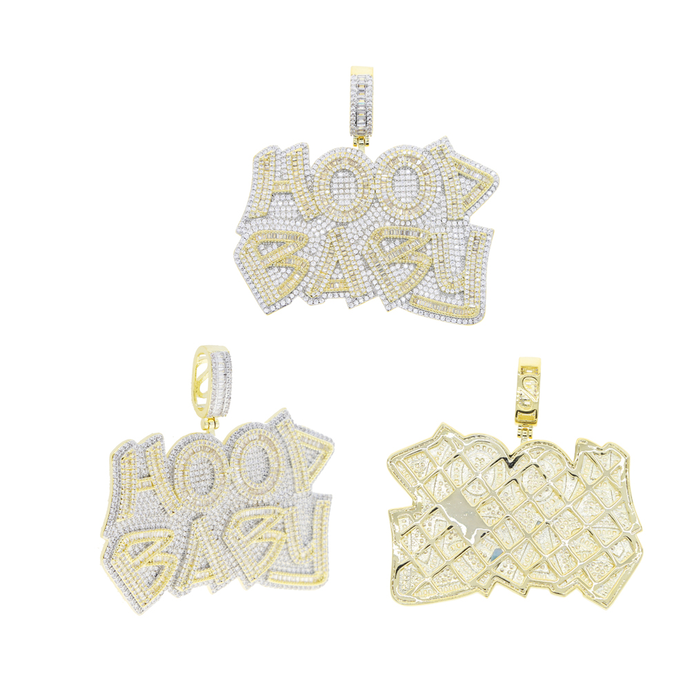 5A Cubic Zirconia CZ Iced Out Bling Top Quality Hip Hop Men Jewelry Two Tone Gold Color Full Paved Baby Pendant Necklace