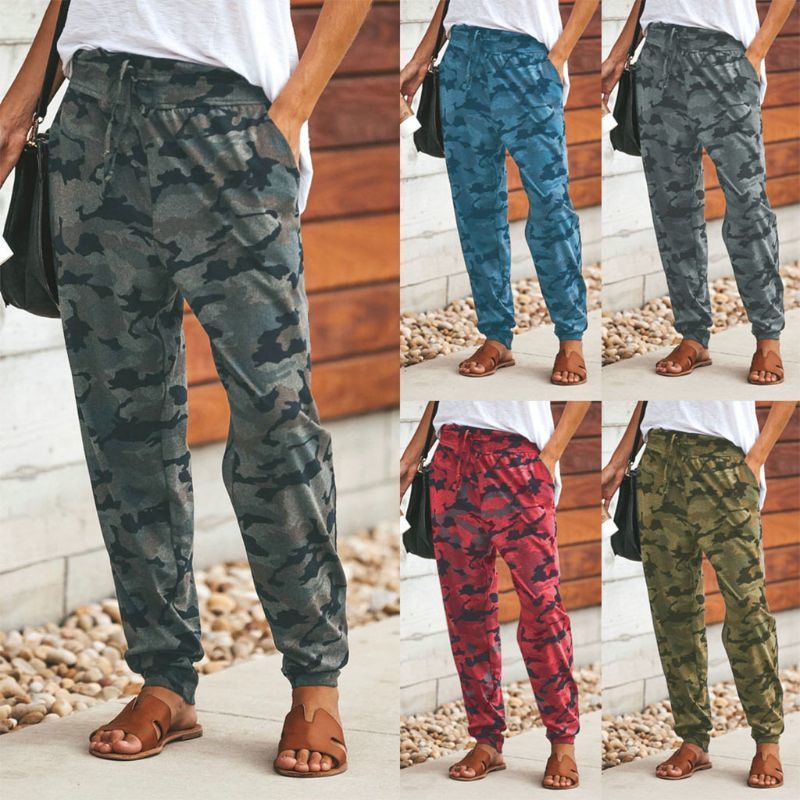 Women Ladies Camo Cargo Pants Harem Loose Sports Joggers Casual Camouflage Trousers 201113