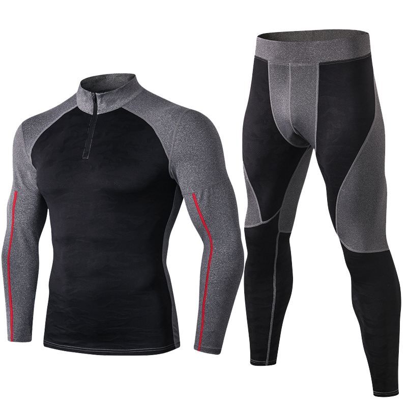 NEW High Collar Winter Mens thermal underwear thermo Long Johns Men Rashgard Shirt Leggings Warm Sport Compression Underwear 201124