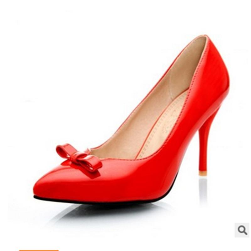 Ladies V-Shape Plus Size (4-16) Bow-Knot Patent Leather Pointed Toe 3.54"Thin High Heels Shoes Women Pumps Stilettos Cinderella, Red
Ladies V-Shape Plus Size (4-16) Bow-Knot Patent Leather Pointed Toe 3.54"Thin High Heels Shoes Women Pumps Stilettos Cinderella, Red