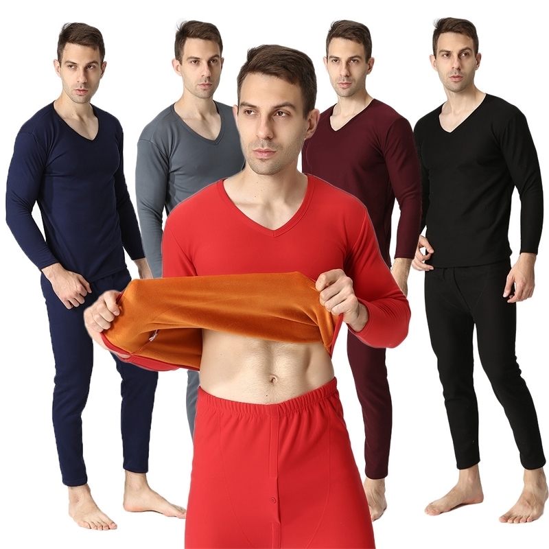 plus Size XL-9XL autumn winter men thicken thermal underwear men long johns velvet soft warm suits shirt+pants 2 pieces set 201125