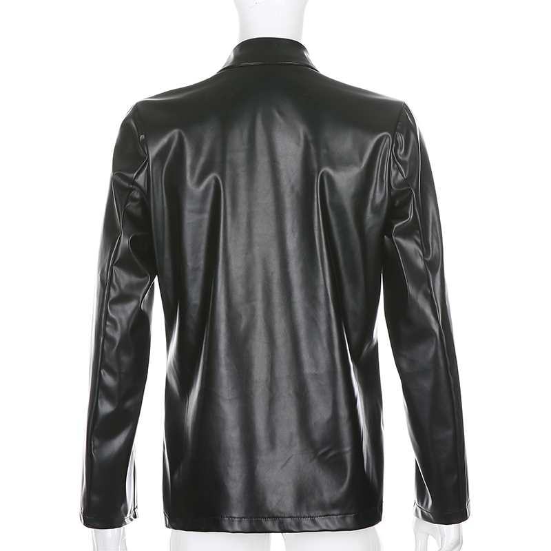 SUCHCUTE PU women leather jacket autumn coat streetwear black women Jacket y2k esthetic gothic vintage 90s outfits 201020